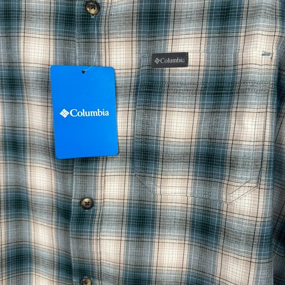 Columbia‎ Men's Vapor Ridge Long Sleeve Shirt, Size Small, Green/Tan/Cream Plaid - Picture 5 of 10